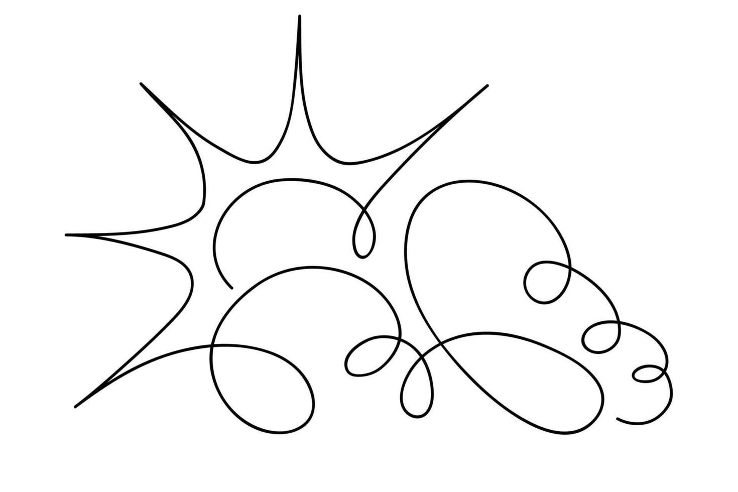 Continuous line sun and cloud isolated vector
