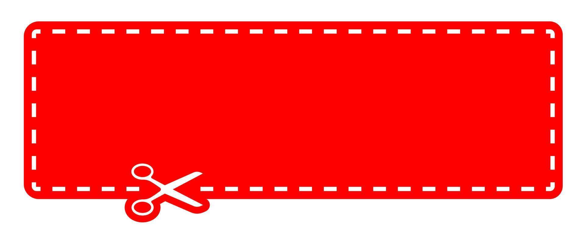 Red Scissor Coupon Rectangle Frame vector
