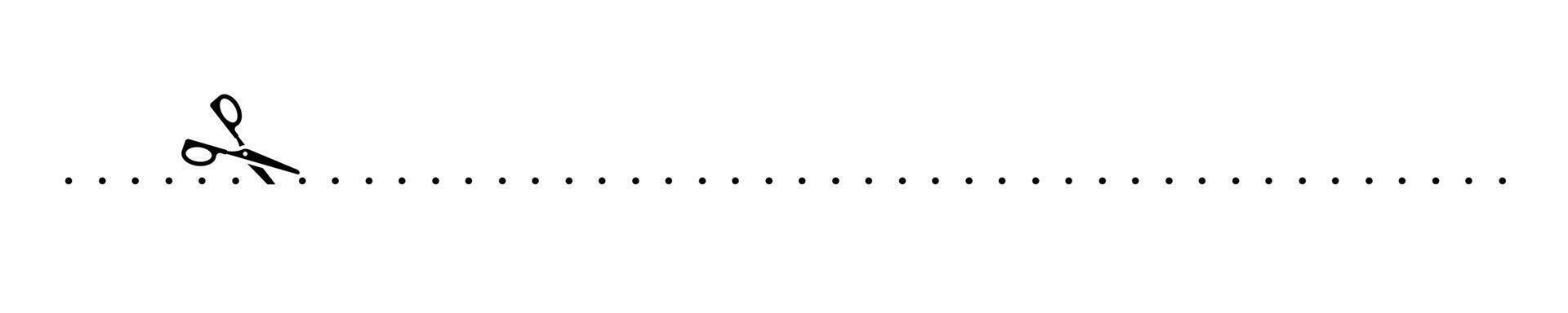 Black Scissors and Dotted Line Black Color vector