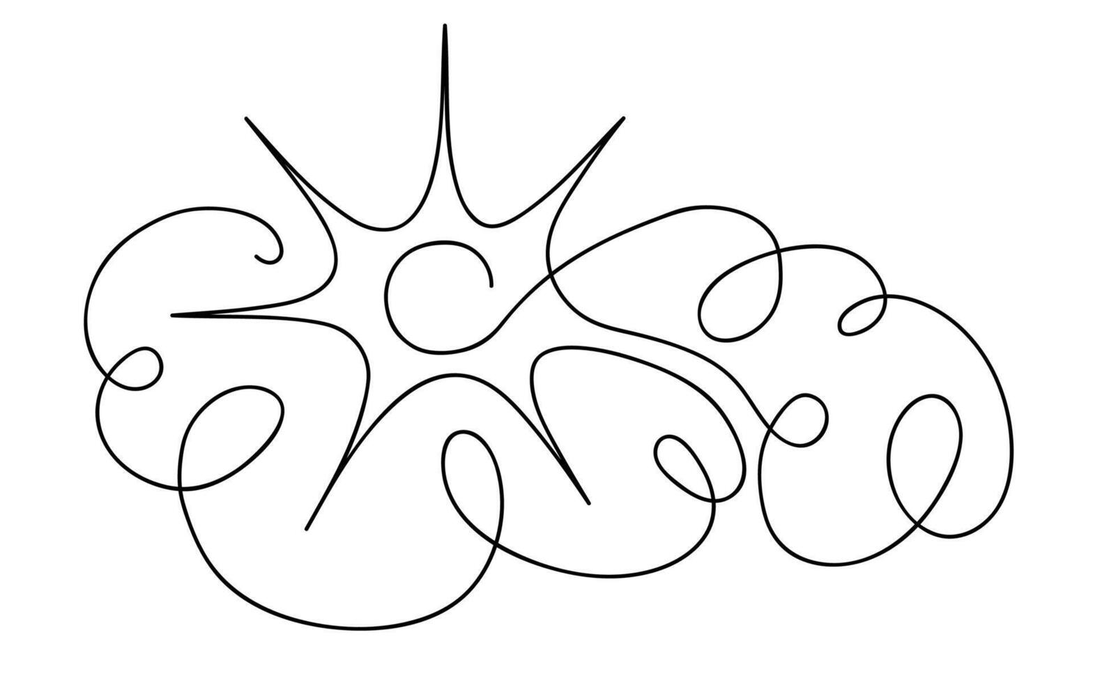 Continuous line sun and cloud vector