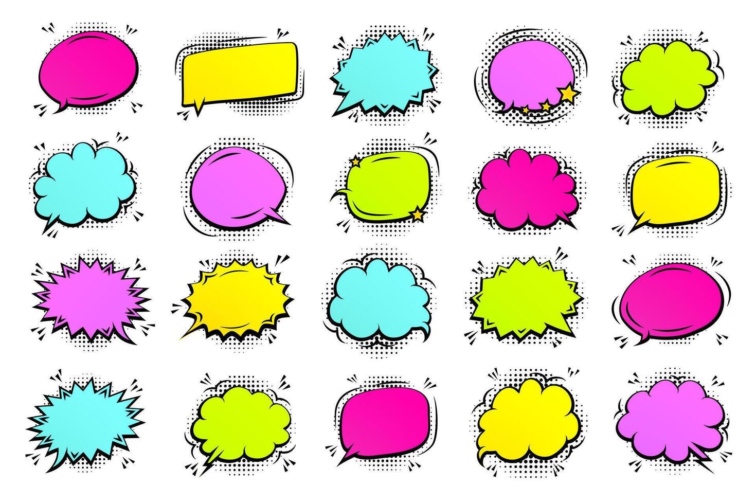 Set of diverse speech bubble shapes vector