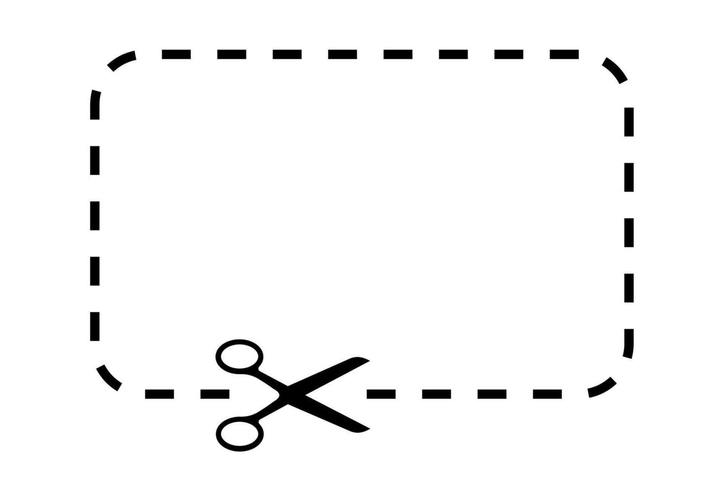 tijeras negro color representado rectángulo forma vector