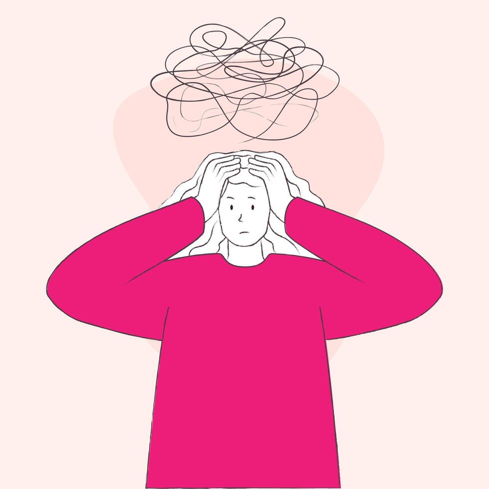 Stress and Anxiety Woman Concept Illustration vector