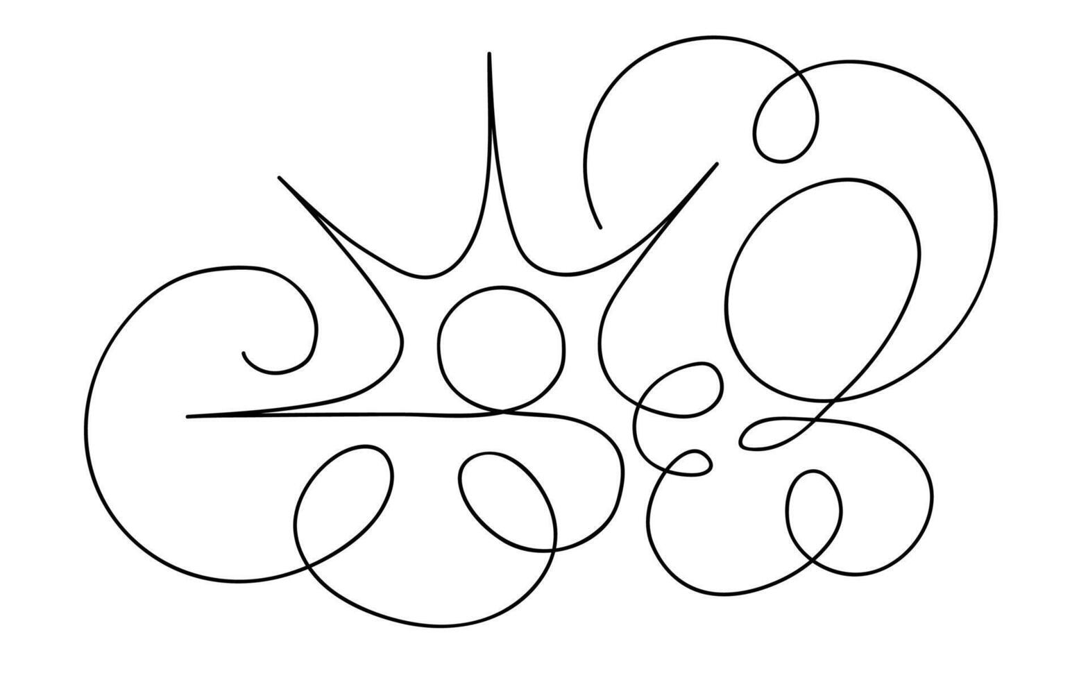 Continuous line sun and cloud black color vector