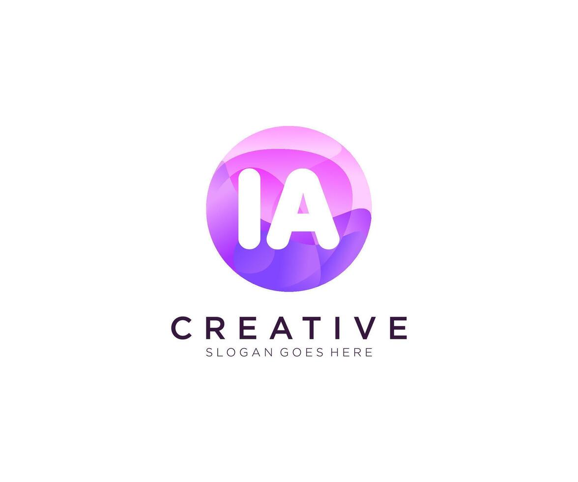 IA initial logo With Colorful Circle template . vector