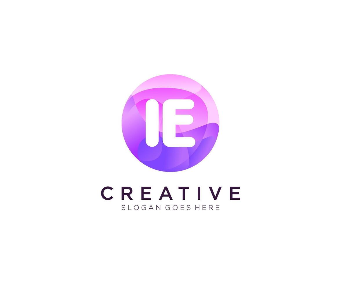 IE initial logo With Colorful Circle template . vector