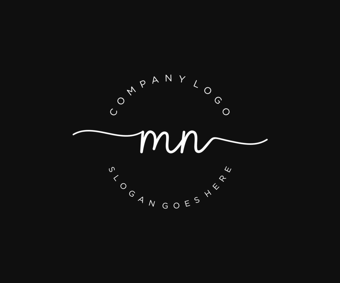 initial MN Feminine logo beauty monogram and elegant logo design, handwriting logo of initial signature, wedding, fashion, floral and botanical with creative template. vector