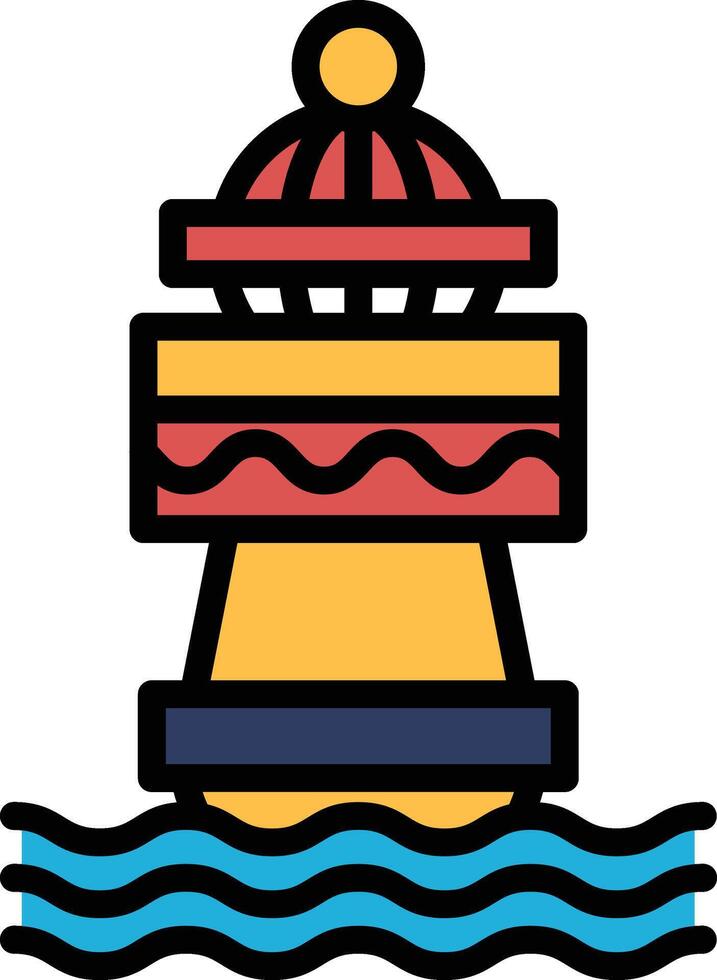 A lighthouse is shown in the water vector