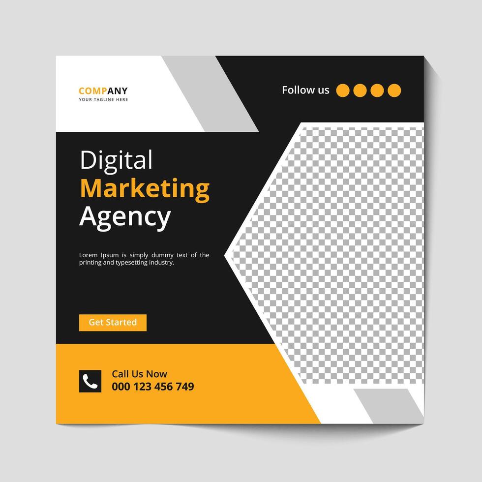 Marketing Agency Social Media Post, Digital Marketing Web Banner, Corporate Square Flyer Template banner vector