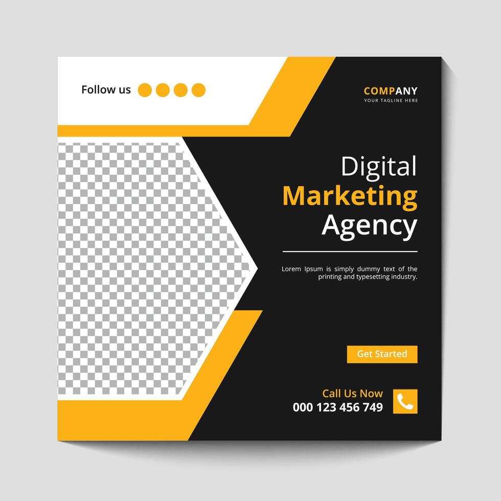 Marketing Agency Social Media Post, Digital Marketing Web Banner, Corporate Square Flyer Template banner vector