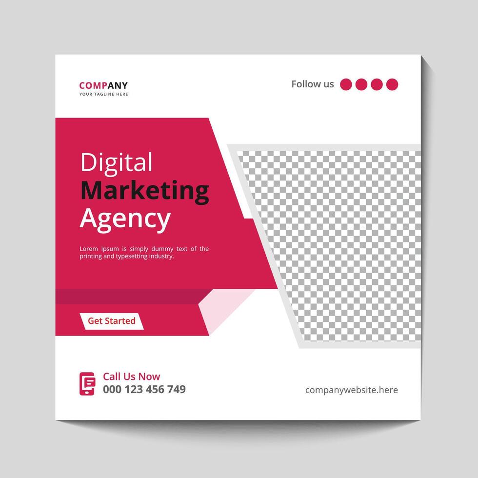 Marketing Agency Social Media Post, Digital Marketing Web Banner, Corporate Square Flyer Template banner vector