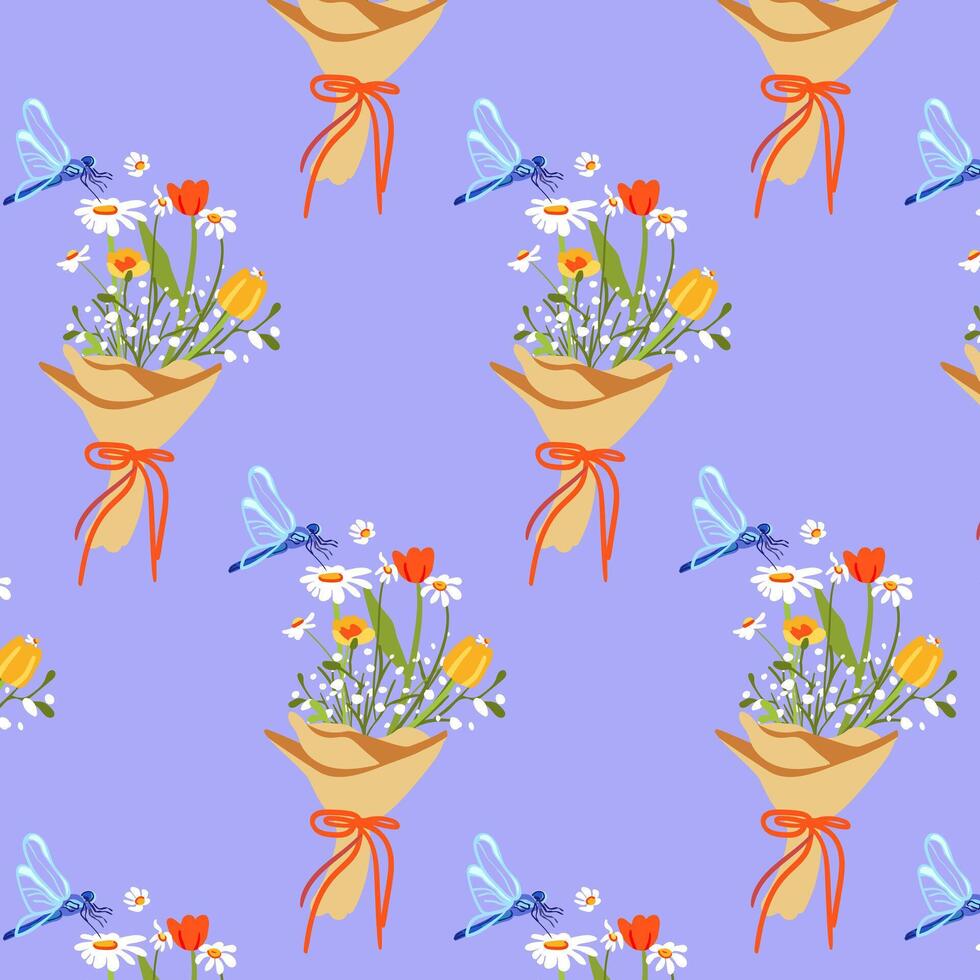 modelo sin costura antecedentes verano ramo de flores salvaje primavera flores póster cuadrado bandera textura. fondo de pantalla textil ropa ilustración vector