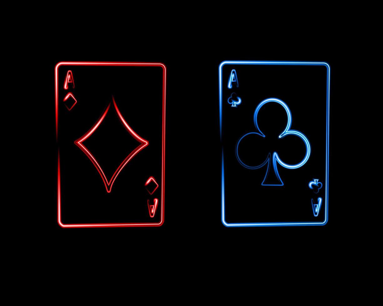 Playing cards with neon effect. vector