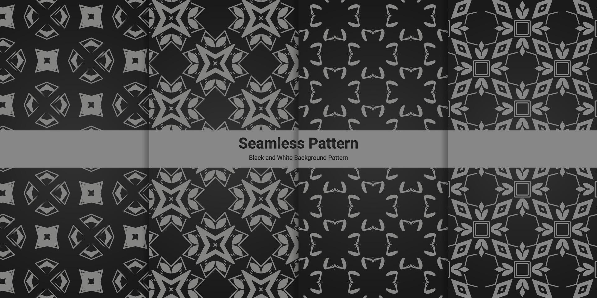 collection of seamless geometric minimalist patterns, black background simple graphics, attractive and simple motifs vector