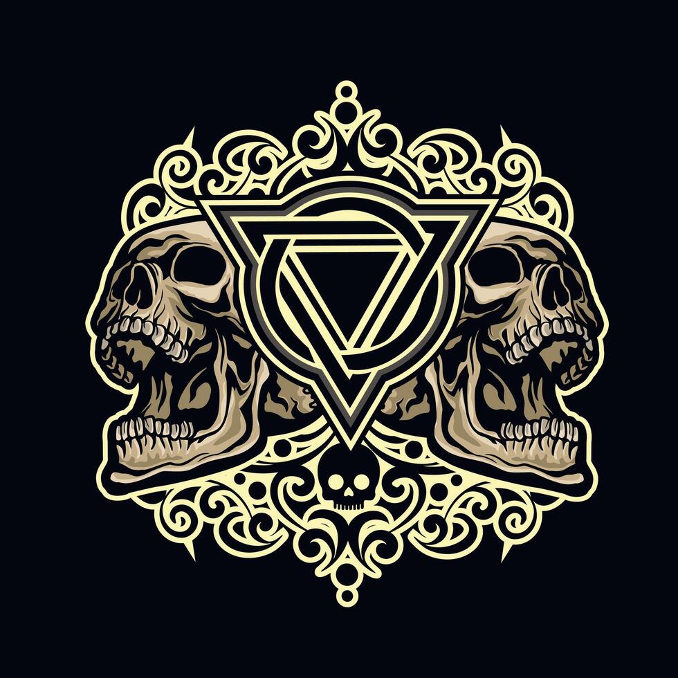 Signo gótico con calavera, camisetas de diseño vintage grunge vector