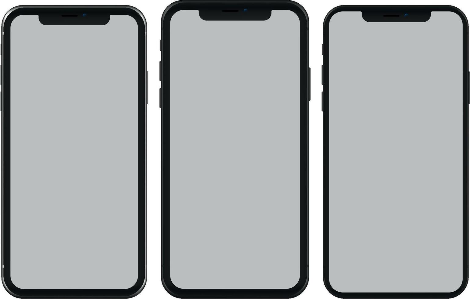 Black and white smartphones on white isolated background vector