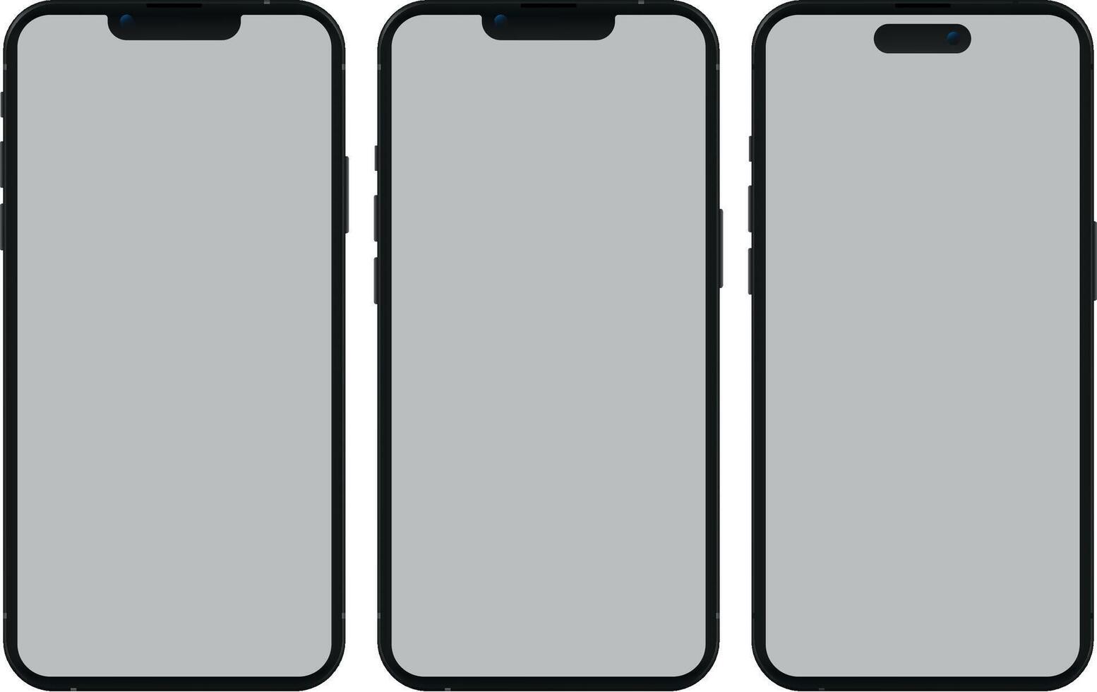Black and white smartphones on white isolated background vector