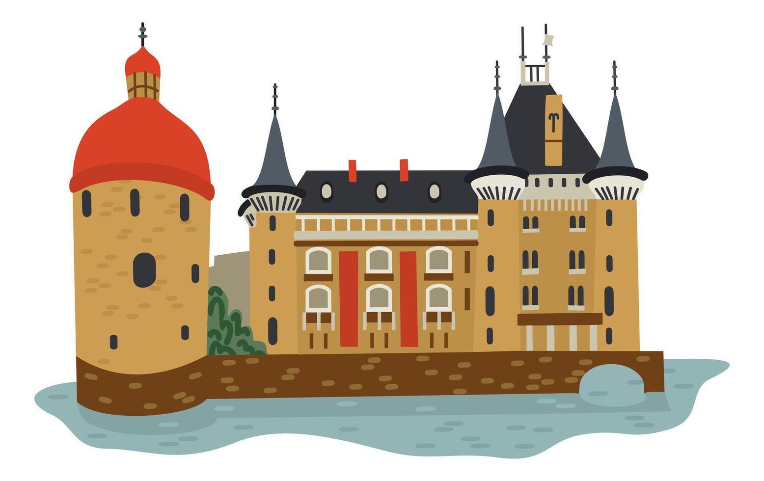 Chateau de la Clayette in Burgundy, France. isolated illustration vector