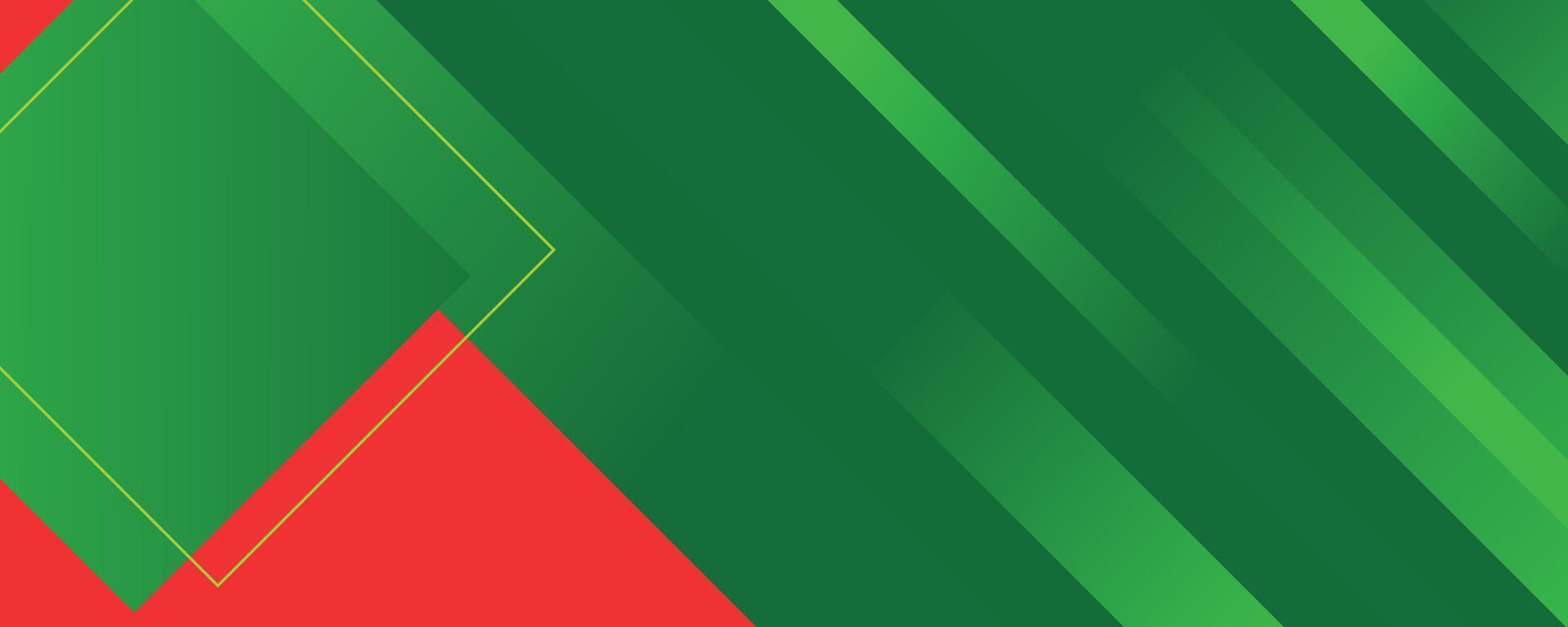 Abstract green and red geometric and stripes banner background vector