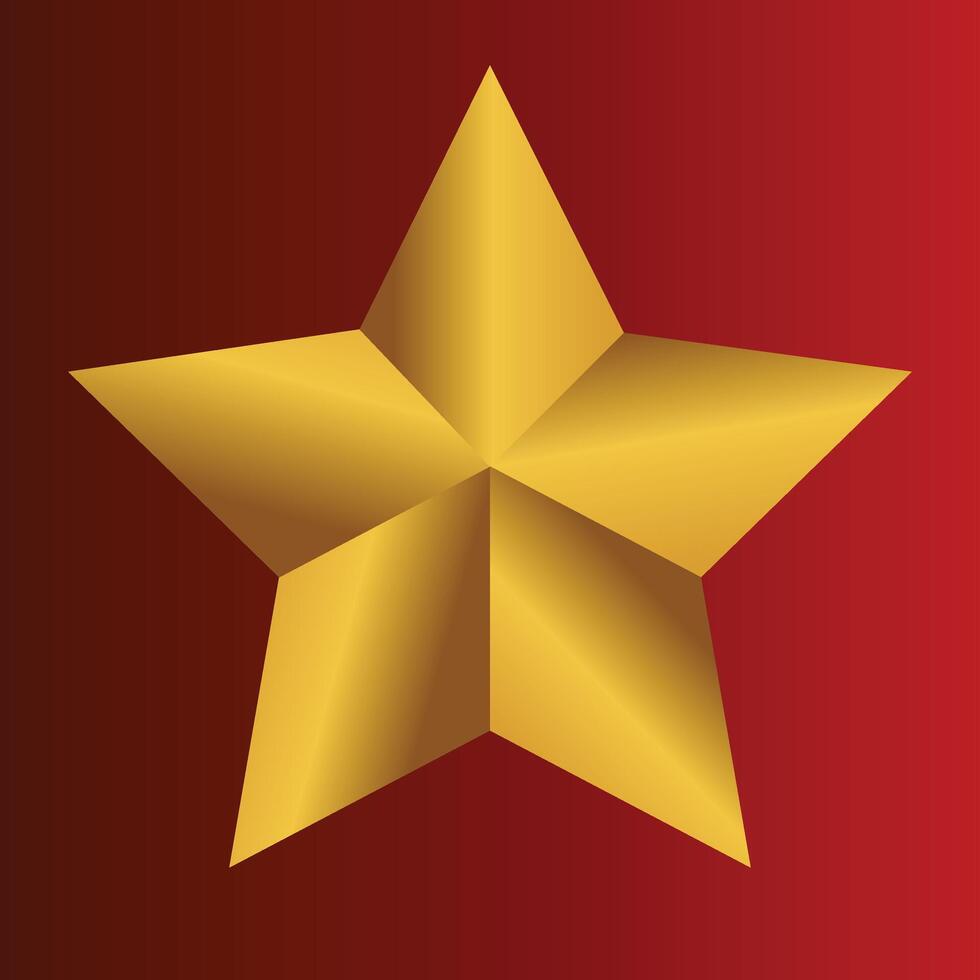 Realistic golden star isolated for rating and holiday decoration vector