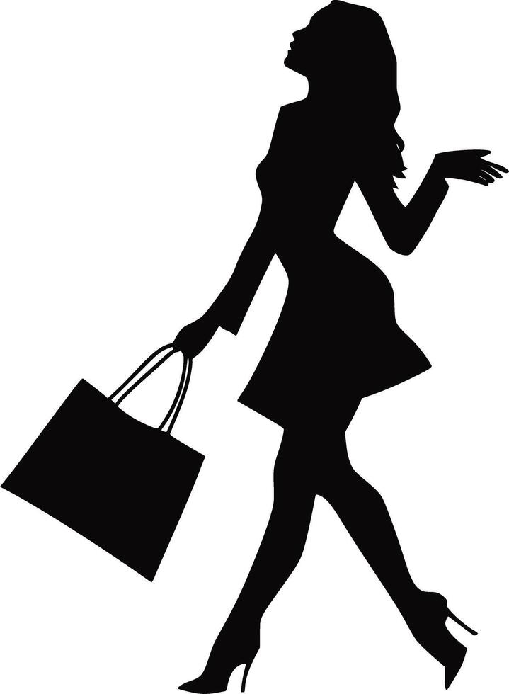 exclusivo compras y sin rivalidad estilo lujoso mundo de moda, belleza, y placer, ilustrado con un mujer silueta vector