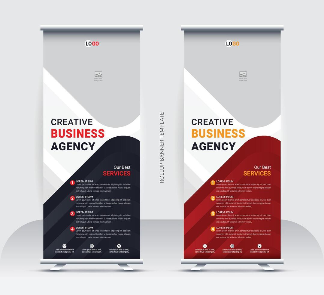 Corporate rollup banner template, advertisement, vector