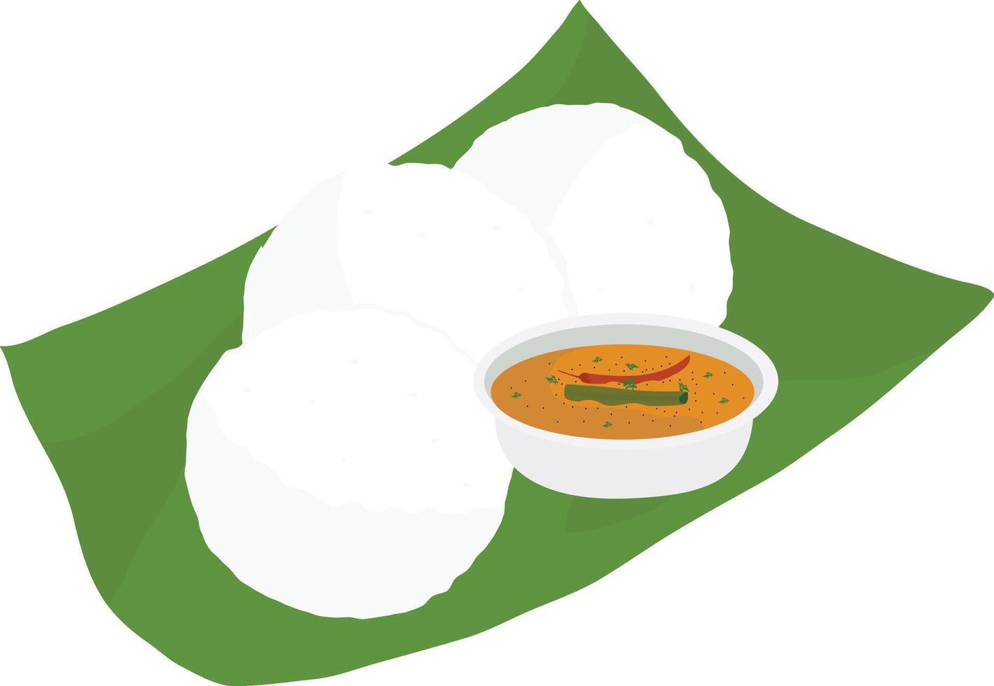 Indian food Idili, South Indian food Idli illustration, Mouth watering Idli sambar illustration vector
