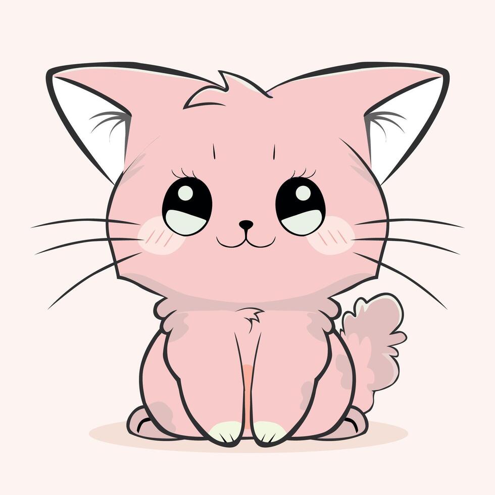 anime dibujos animados personaje naranja color linda gato en primavera, dibujo, contento lindo, arte, animal, gatito, mascota, gráfico, gato vector