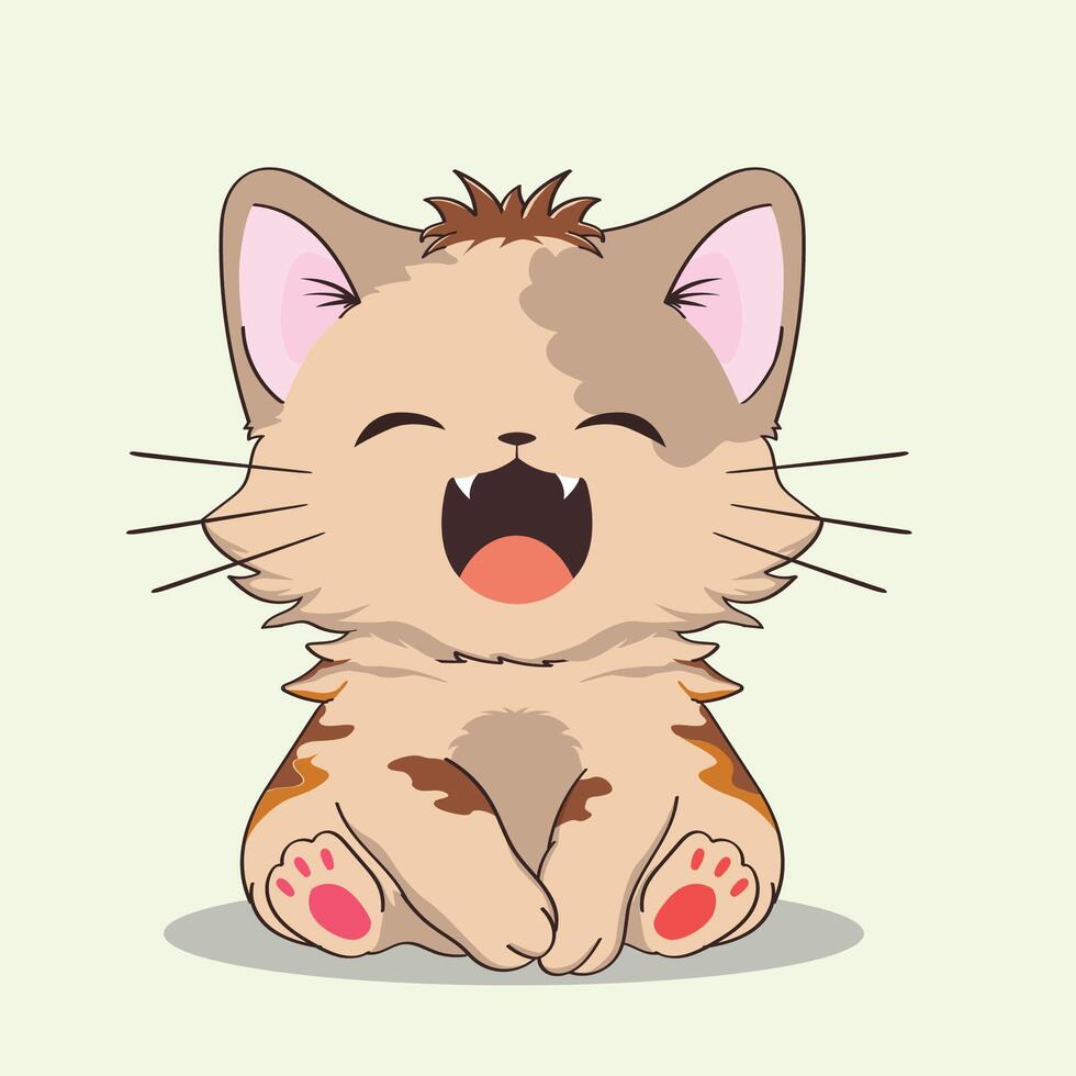 anime cartoon characters cute cats in spring pictures, happy cute, art, animals, kittens, pets, graphics, cats vector