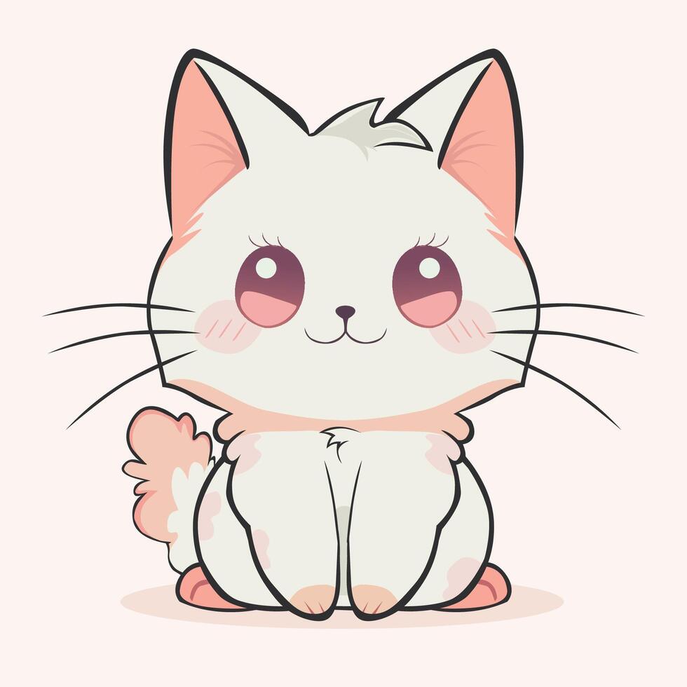 anime cartoon character orange color cute cat in spring, drawing, happy cute, art, animal, kitten, pet, graphic, cat vector