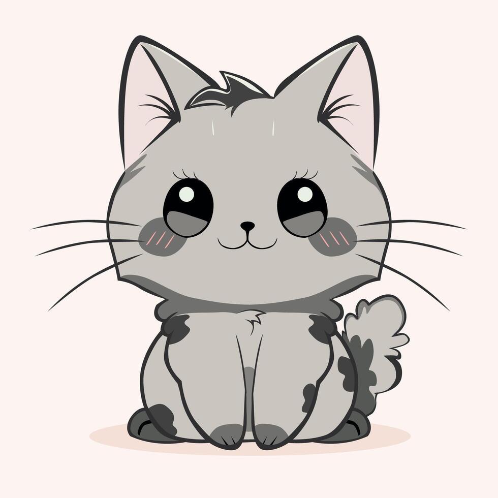 anime cartoon character orange color cute cat in spring, drawing, happy cute, art, animal, kitten, pet, graphic, cat vector