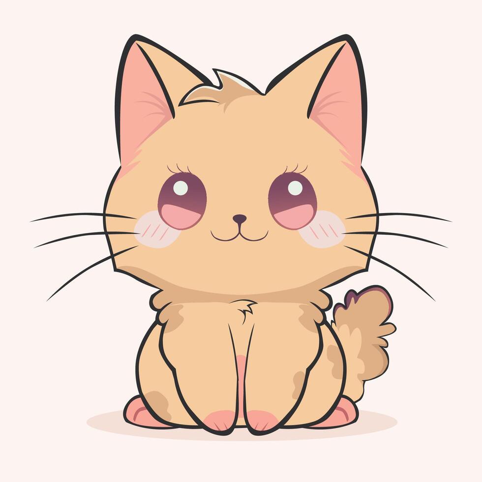anime cartoon character orange color cute cat in spring, drawing, happy cute, art, animal, kitten, pet, graphic, cat vector