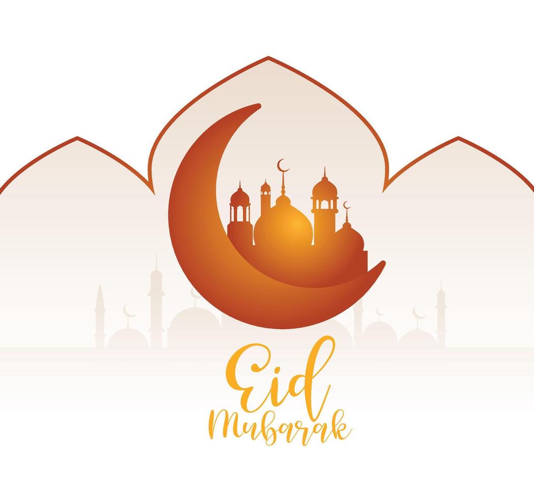 eid mubarak moon and mosque beautiful background vector