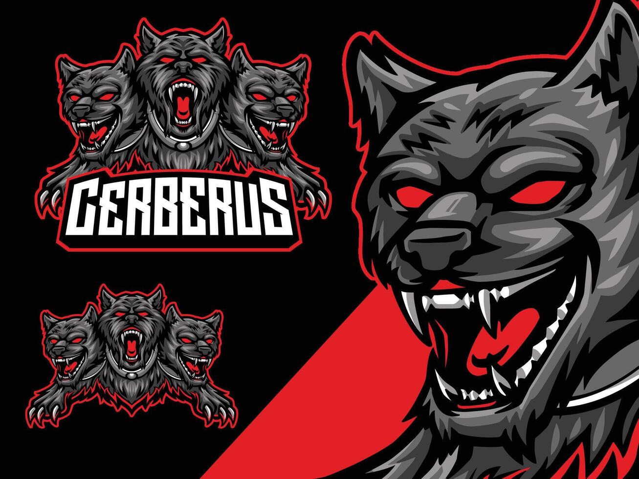 Cerberus mascot for esport team logo design vector