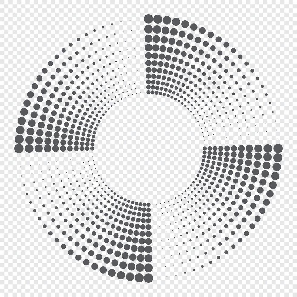 Halftone circular dotted frame. Round dotted frame. rotating dotted circles design. Round border icon. Round logo vector