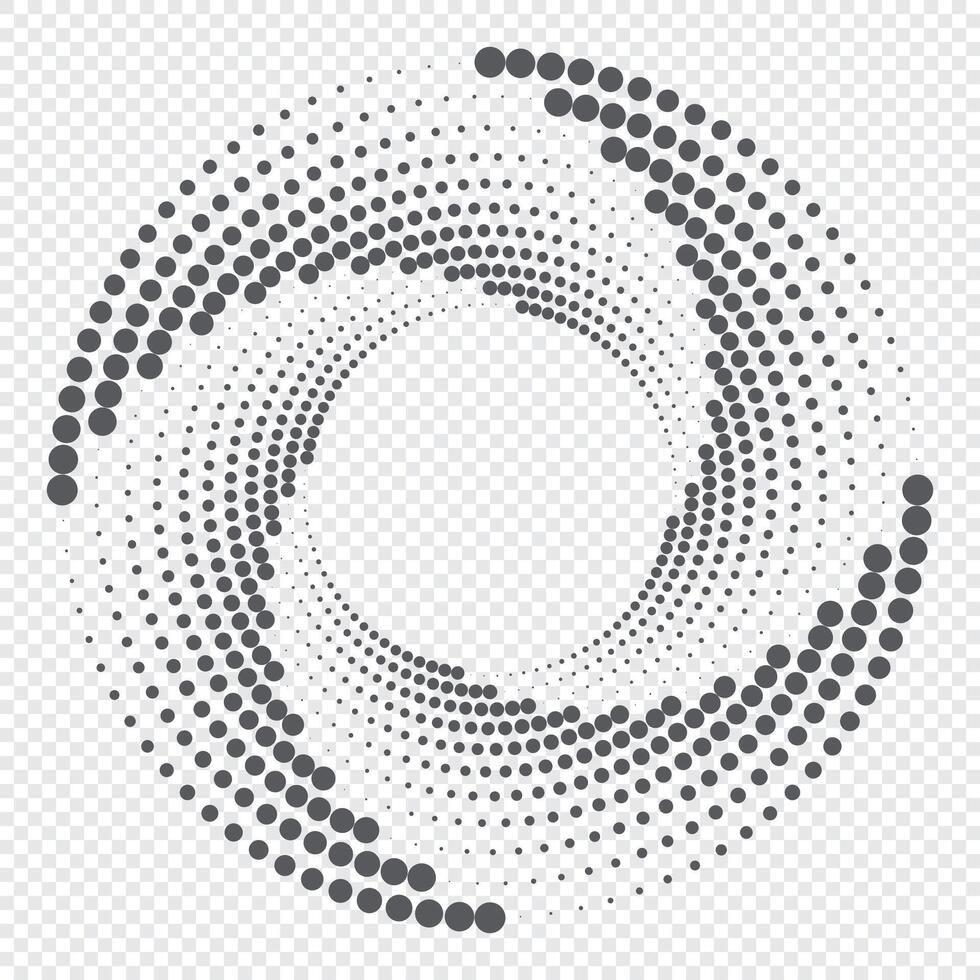Halftone circular dotted frame. Round dotted frame. rotating dotted circles design. Round border icon. Round logo vector