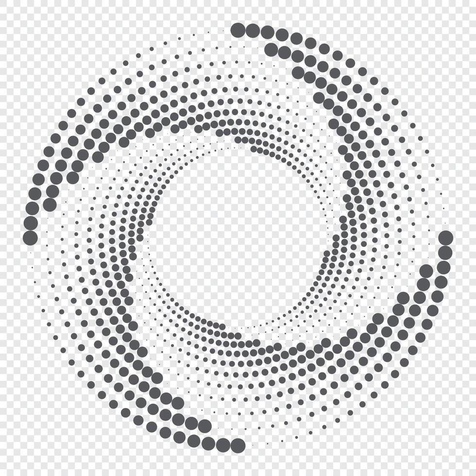 Halftone circular dotted frame. Round dotted frame. rotating dotted circles design. Round border icon. Round logo vector