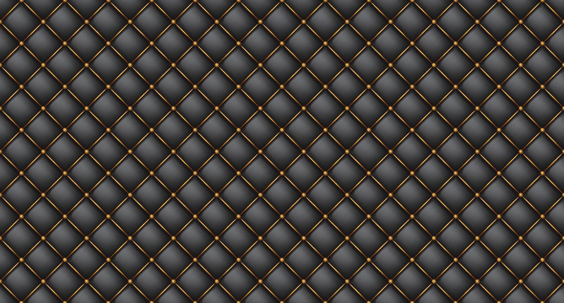 Upholstery quilted background. Black leather texture sofa backdrop. Seamless texture quilted background vector