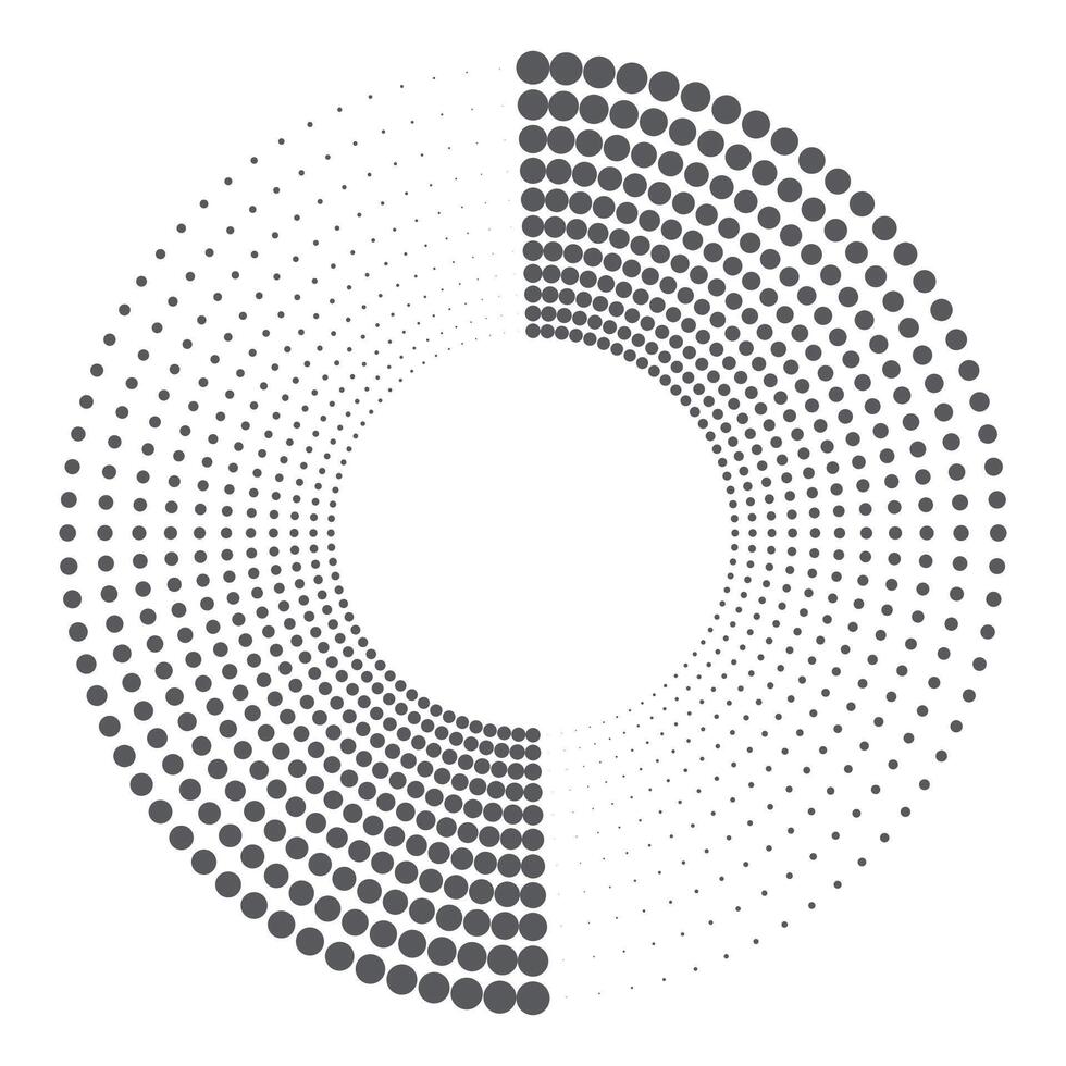 Halftone circular dotted frame. Round dotted frame. rotating dotted circles design. Round border icon. Round logo vector