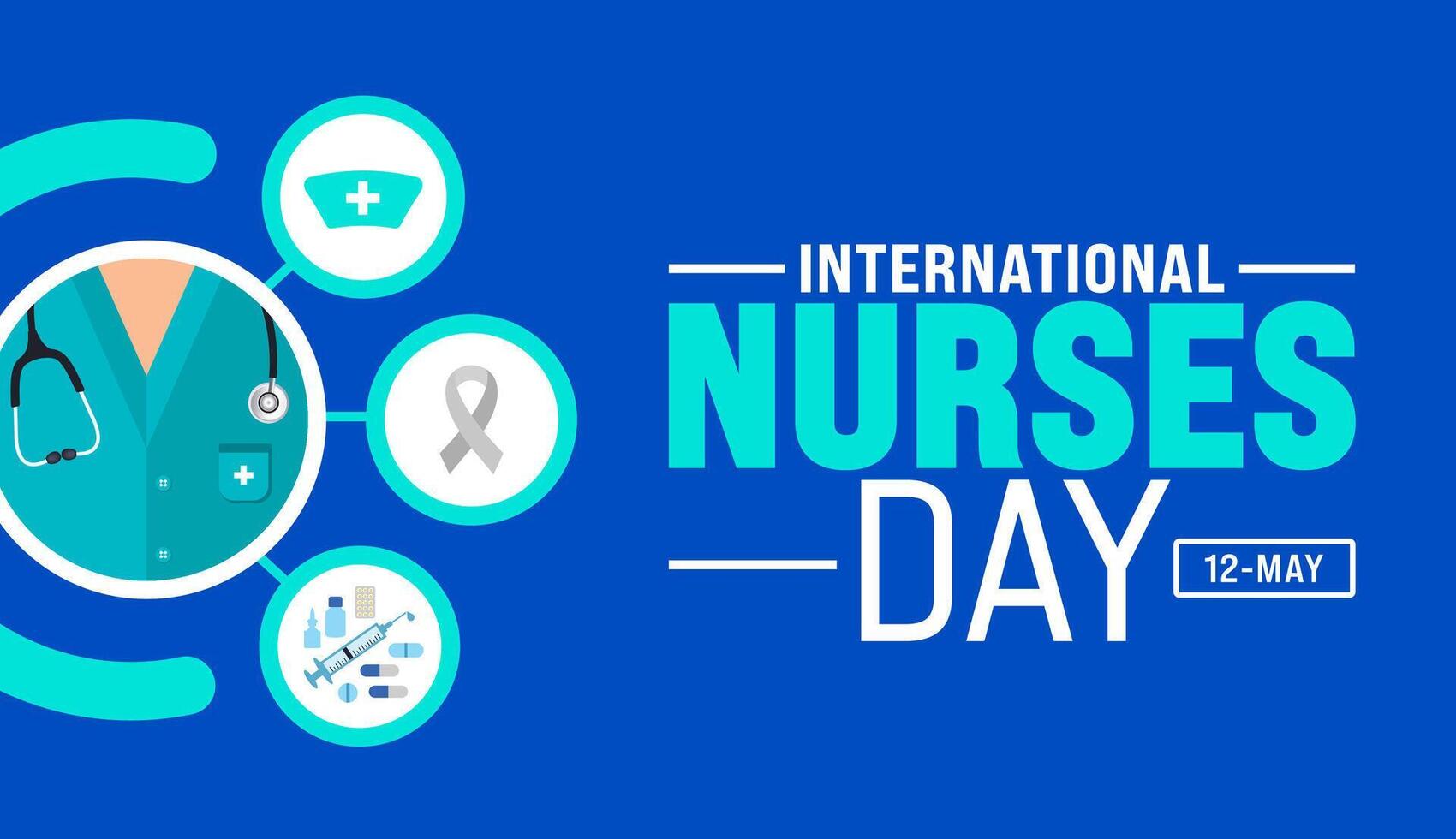 12 May is International Nurses Day background template. nurse dress, medical instrument, medicine, Medical and health care concept. use to background, banner, placard, card, and poster design. vector