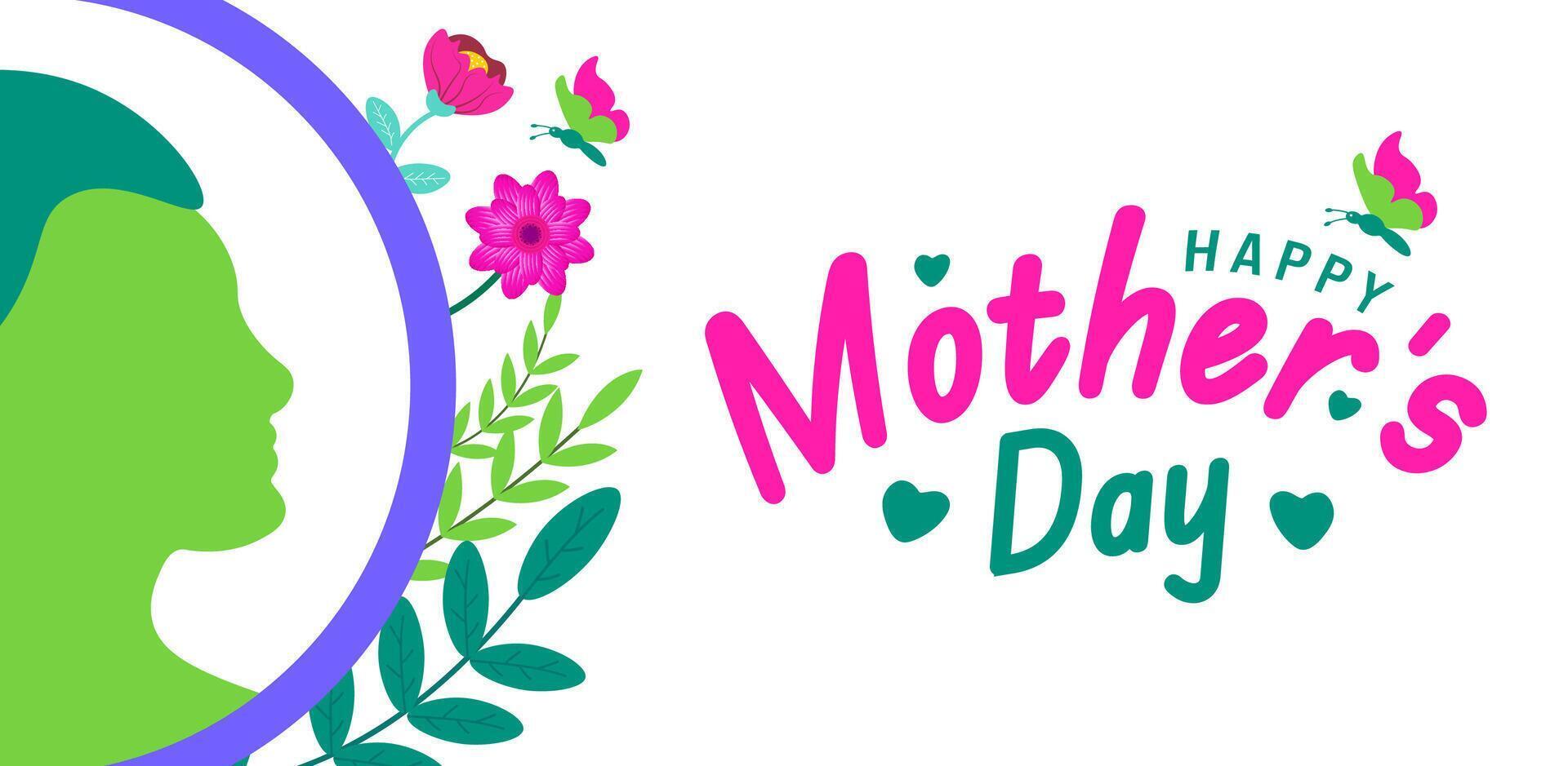 Happy Mother's day typography with colorful flower background template. use to background, banner, placard, card, and poster design template with text inscription and standard color. vector