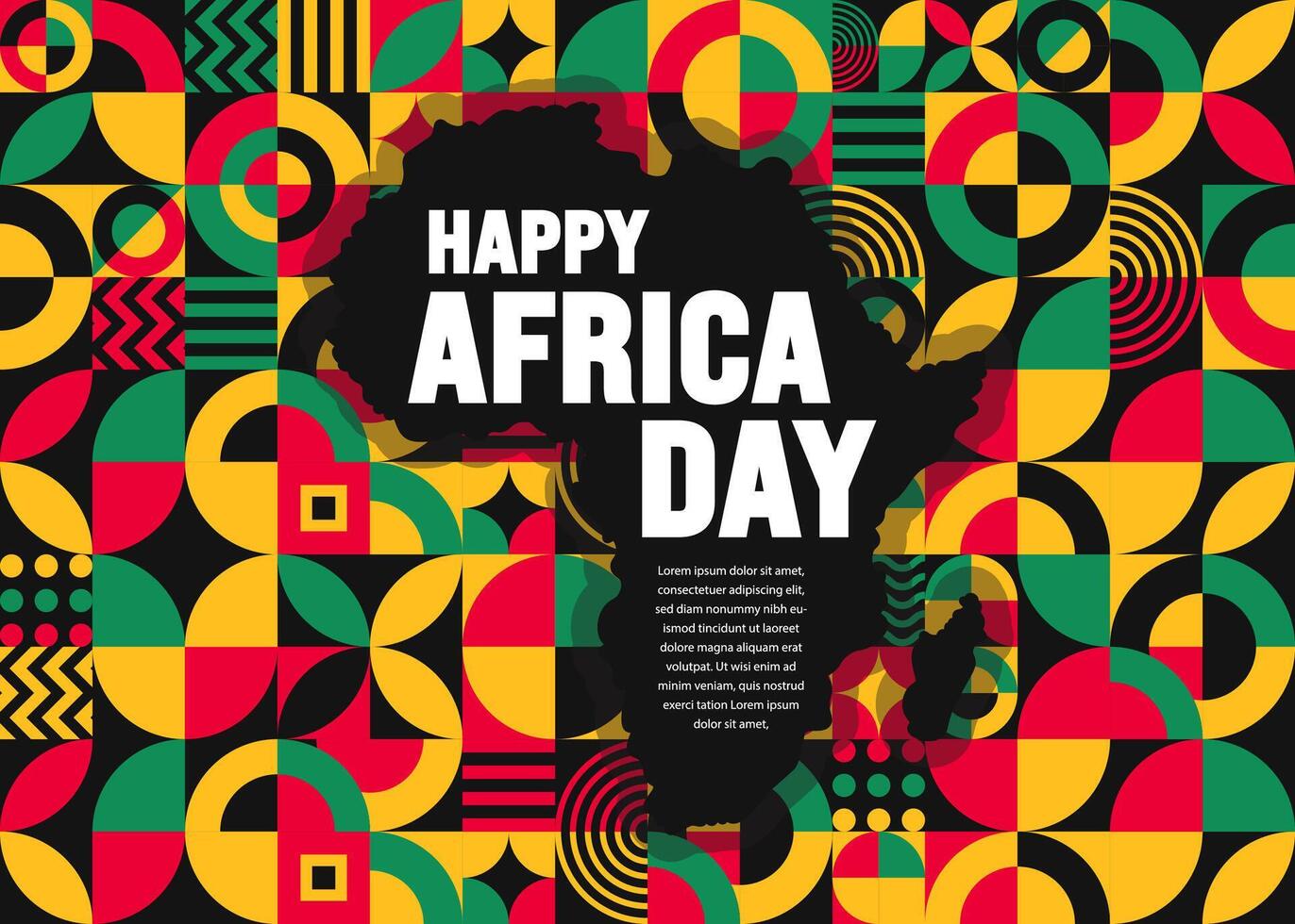 25 May is Happy Africa Day geometric shape pattern background with african map design template. Holiday concept. use to background, banner, placard, card, and poster design template. vector