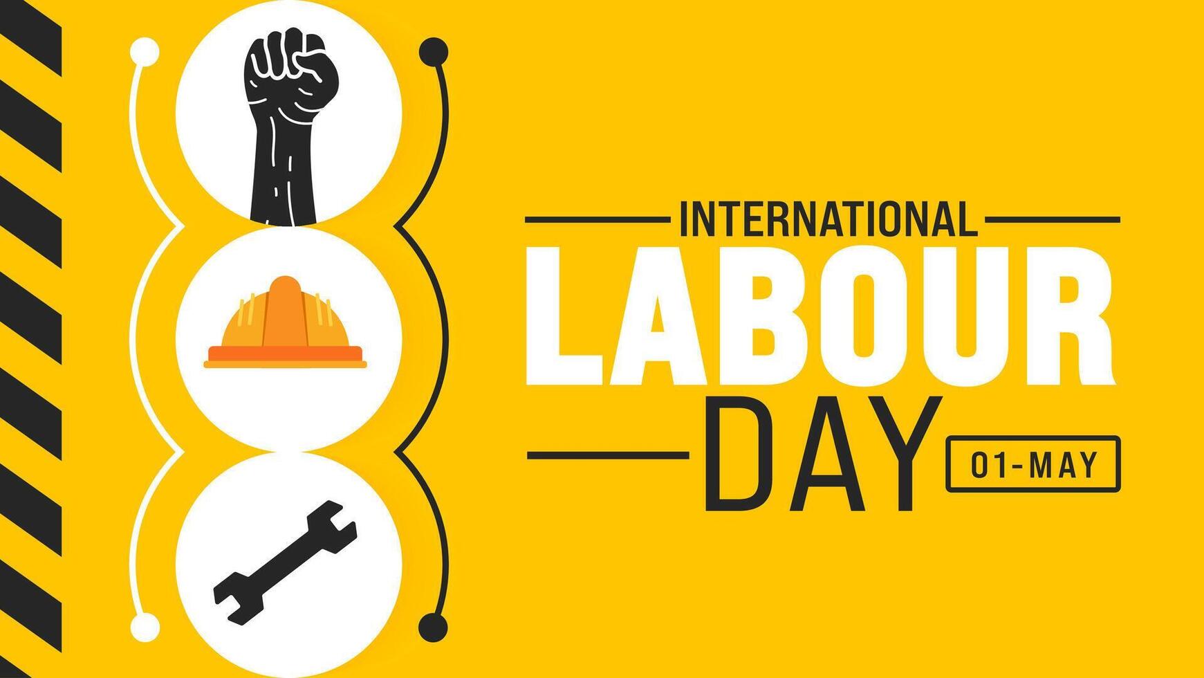 1 mayo es internacional labor día antecedentes modelo. fiesta concepto. utilizar a fondo, bandera, cartel, tarjeta, y póster diseño modelo con texto inscripción y estándar color. vector