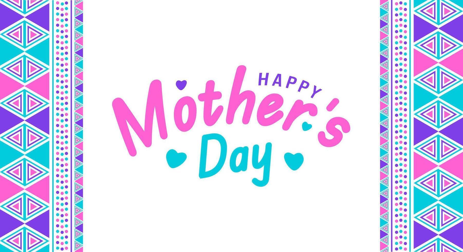 Happy Mother's day typography with geometric shape pattern background template. use to background, banner, placard, card, and poster design template with text inscription and standard color. vector