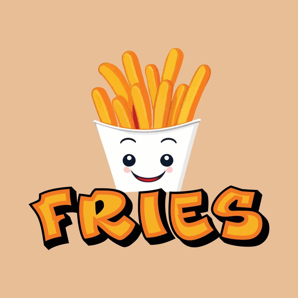 French Fies illustration design - fries design with typography vector