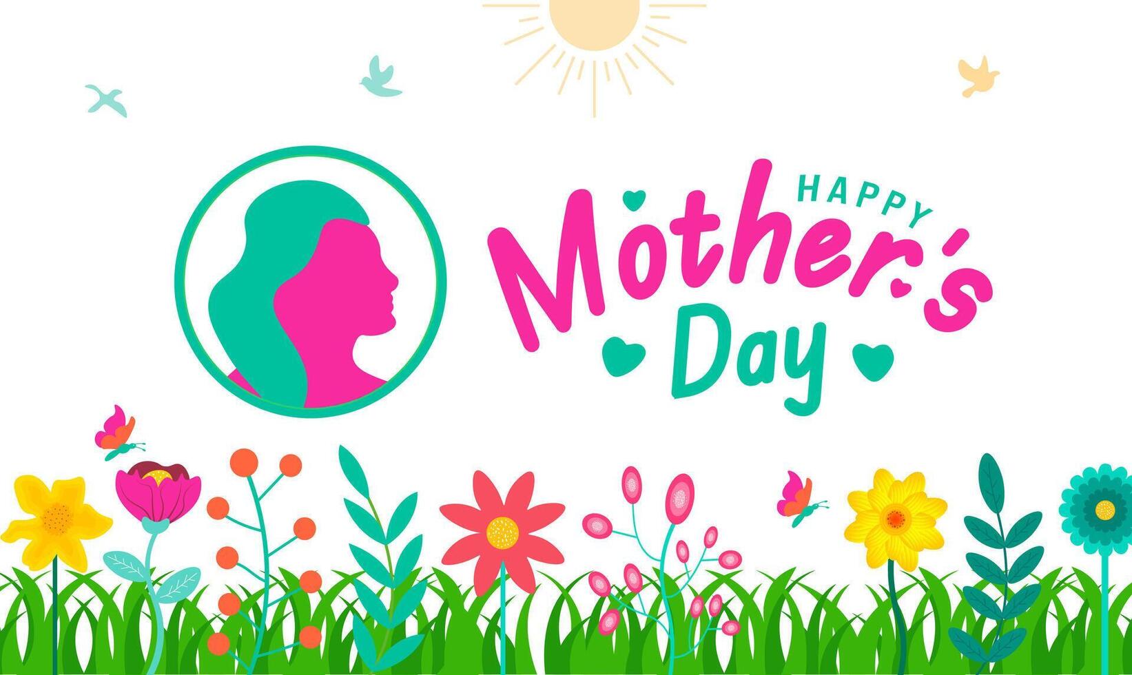 Happy Mother's day typography with colorful flower background template. use to background, banner, placard, card, and poster design template with text inscription and standard color. vector