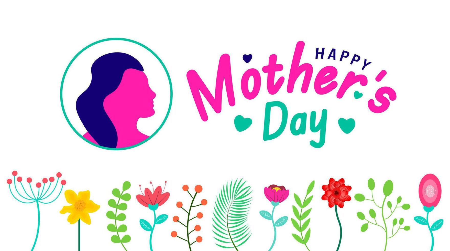 Happy Mother's day typography with colorful flower background template. use to background, banner, placard, card, and poster design template with text inscription and standard color. vector