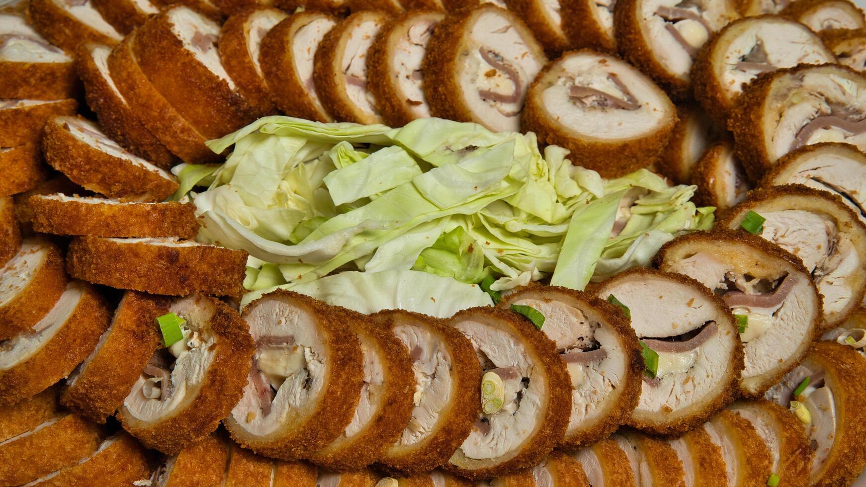 filipino style chicken cordon bleu platter photo