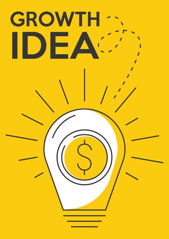 Lightbulb with dollar sign, minimalist poster, a4 format. Insightful growth idea, business and finance, strategy, money thinking creative concept. For banner, advertisement, cover, web vector