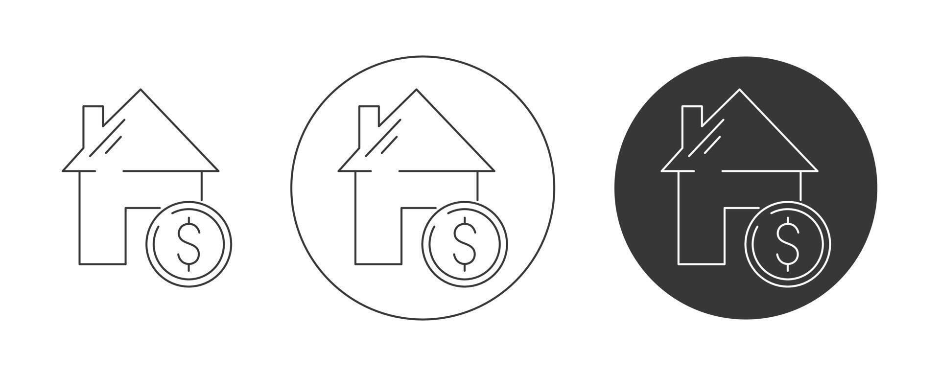 House with dollar sign. icon set, editable stroke. Flat line, pictogram. Finance and business concept. For app, website, ui. Isolated background. vector